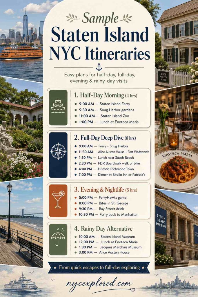 Sample Staten Island NYC Itineraries