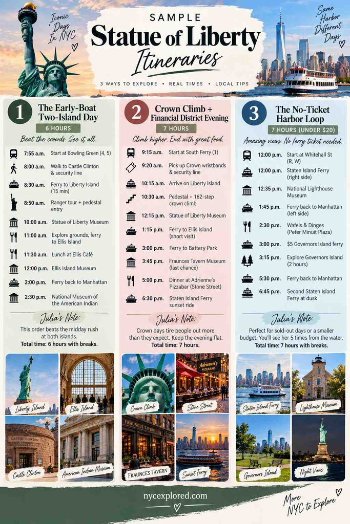 Sample Statue of Liberty Itineraries